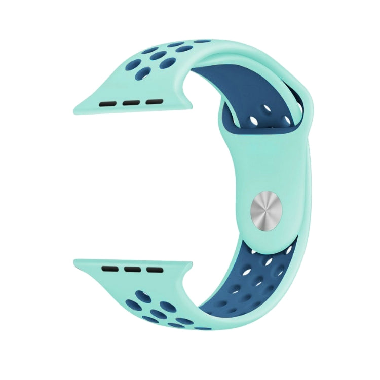 Lisslune | For Apple Watch Series 10 42mm / 9&8&7 41mm / SE 3&SE 2&6&SE&5&4 40mm / 3&2&1 38mm Fashion Classic Silicone Sports Watch Band (Green Blue)
