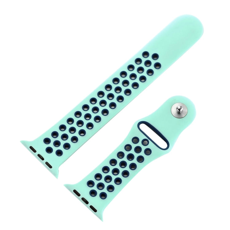 Lisslune | For Apple Watch Series 10 42mm / 9&8&7 41mm / SE 3&SE 2&6&SE&5&4 40mm / 3&2&1 38mm Fashion Classic Silicone Sports Watch Band (Green Blue)