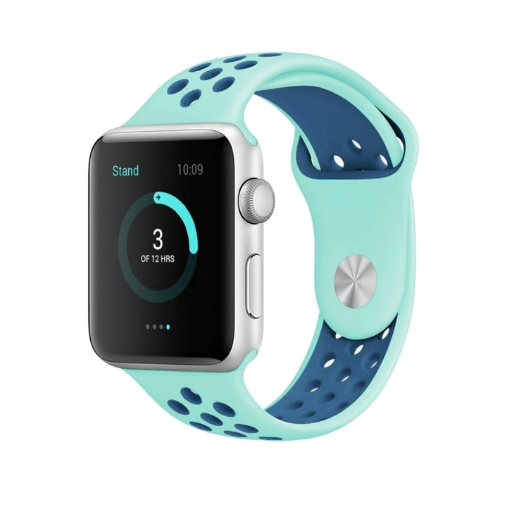 Lisslune | For Apple Watch Series 10 42mm / 9&8&7 41mm / SE 3&SE 2&6&SE&5&4 40mm / 3&2&1 38mm Fashion Classic Silicone Sports Watch Band (Green Blue)