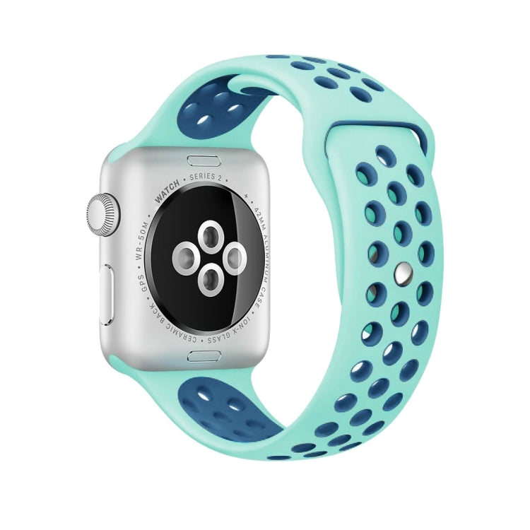 Lisslune | For Apple Watch Series 10 42mm / 9&8&7 41mm / SE 3&SE 2&6&SE&5&4 40mm / 3&2&1 38mm Fashion Classic Silicone Sports Watch Band (Green Blue)