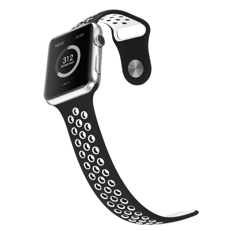 Lisslune | For Apple Watch Series 10 42mm / 9&8&7 41mm / SE 3&SE 2&6&SE&5&4 40mm / 3&2&1 38mm Fashion Classic Silicone Sports Watch Strap (Black White)