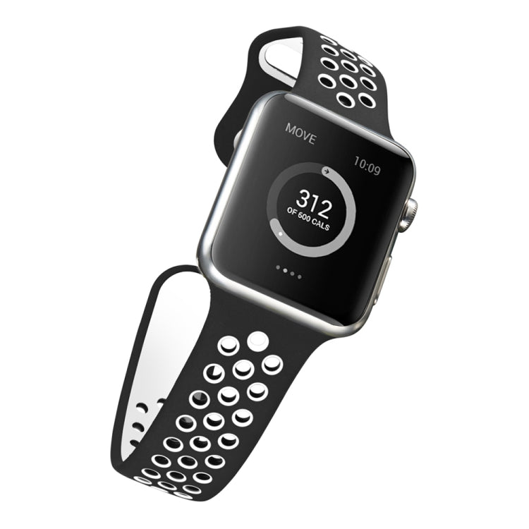 Lisslune | For Apple Watch Series 10 42mm / 9&8&7 41mm / SE 3&SE 2&6&SE&5&4 40mm / 3&2&1 38mm Fashion Classic Silicone Sports Watch Strap (Black White)