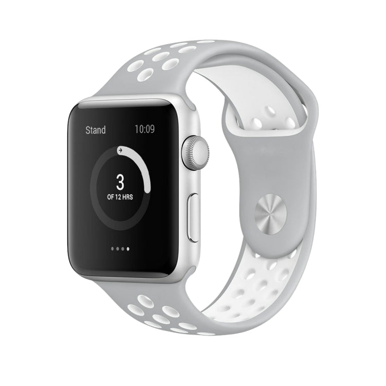Lisslune | For Apple Watch Series 10 42mm / 9&8&7 41mm / SE 3&SE 2&6&SE&5&4 40mm / 3&2&1 38mm Fashion Classic Silicone Sports Watch Band (Gray White)