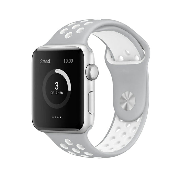 Lisslune | For Apple Watch Series 10 42mm / 9&8&7 41mm / SE 3&SE 2&6&SE&5&4 40mm / 3&2&1 38mm Fashion Classic Silicone Sports Watch Band (Gray White)