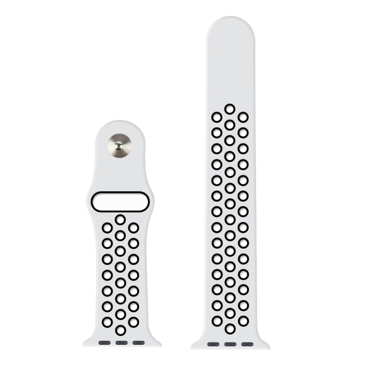 Lisslune | For Apple Watch Series 10 42mm / 9&8&7 41mm / SE 3&SE 2&6&SE&5&4 40mm / 3&2&1 38mm Fashion Classic Silicone Sports Watch Band (White Black)