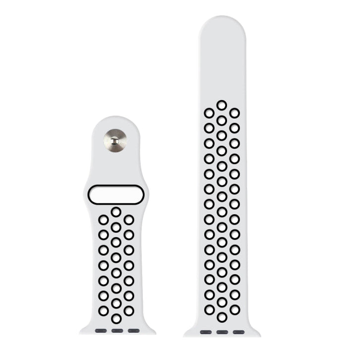 Lisslune | For Apple Watch Series 10 42mm / 9&8&7 41mm / SE 3&SE 2&6&SE&5&4 40mm / 3&2&1 38mm Fashion Classic Silicone Sports Watch Band (White Black)