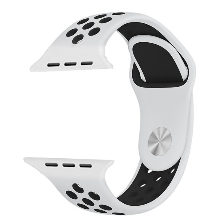 Lisslune | For Apple Watch Series 10 42mm / 9&8&7 41mm / SE 3&SE 2&6&SE&5&4 40mm / 3&2&1 38mm Fashion Classic Silicone Sports Watch Band (White Black)