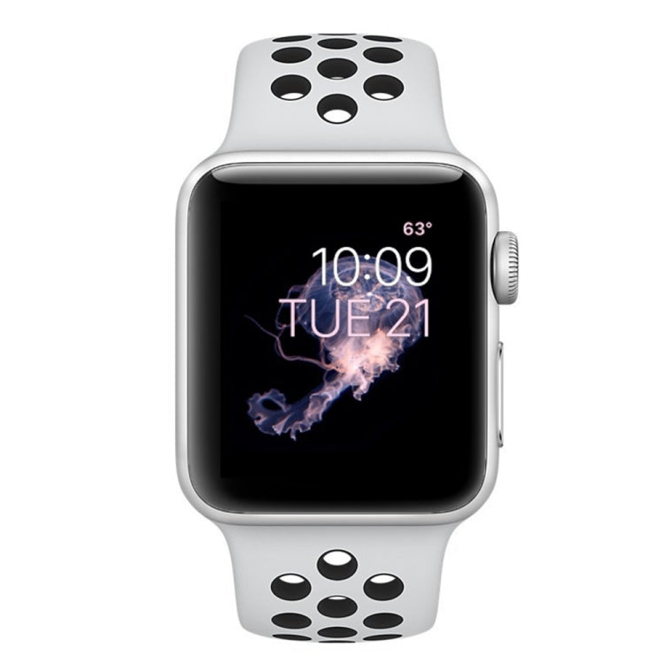 Lisslune | For Apple Watch Series 10 42mm / 9&8&7 41mm / SE 3&SE 2&6&SE&5&4 40mm / 3&2&1 38mm Fashion Classic Silicone Sports Watch Band (White Black)