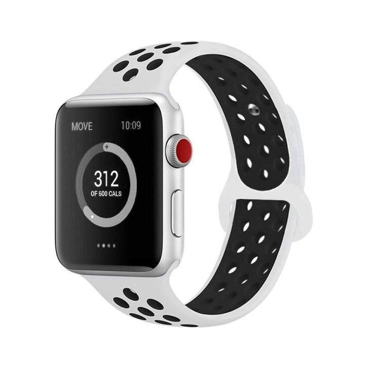 Lisslune | For Apple Watch Series 10 42mm / 9&8&7 41mm / SE 3&SE 2&6&SE&5&4 40mm / 3&2&1 38mm Fashion Classic Silicone Sports Watch Band (White Black)
