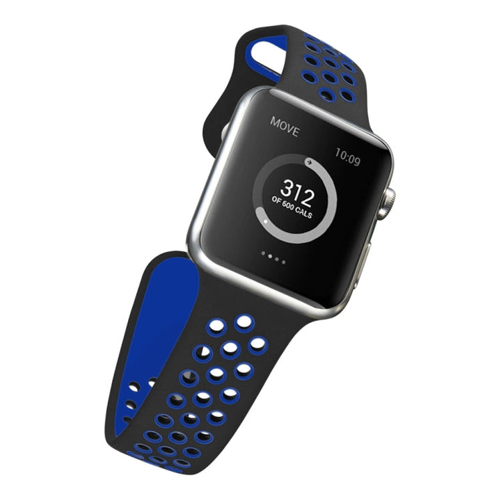 Lisslune | For Apple Watch Ultra 49mm & Watch Ultra 2 49mm / Series 10 46mm / 9 & 8 & 7 45mm / SE 3 & SE 2 & 6 & SE & 5 & 4 44mm / 3 & 2 & 1 42mm Fashion Classic Silicone Sport Band (Dark Blue)