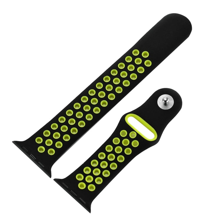 Lisslune | For Apple Watch Ultra 49 mm & Watch Ultra 2 49 mm / Series 10 46 mm / 9 & 8 & 7 45 mm / SE 3 & SE 2 & 6 & SE & 5 & 4 44 mm / 3 & 2 & 1 42 mm Fashionable Classic Silicone Sports Watch Band (Black Yellow)