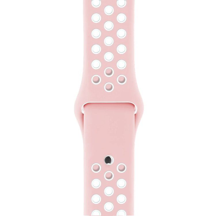 Lisslune | For Apple Watch Ultra 49mm & Watch Ultra 2 49mm / Series 10 46mm / 9 & 8 & 7 45mm / SE 3 & SE 2 & 6 & SE & 5 & 4 44mm / 3 & 2 & 1 42mm Stylish Classic Silicone Sports Watch Band (Pink White)
