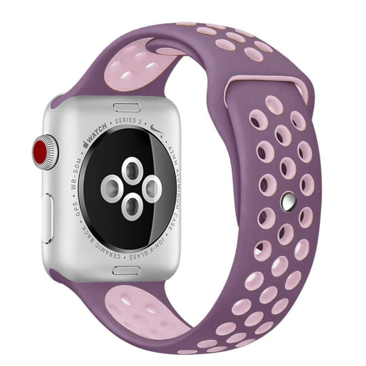 Lisslune | For Apple Watch Ultra 49 mm & Watch Ultra 2 49 mm / Series 10 46 mm / 9 & 8 & 7 45 mm / SE 3 & SE 2 & 6 & SE & 5 & 4 44 mm / 3 & 2 & 1 42 mm Fashionable Classic Silicone Sport Band (Purple Powder)