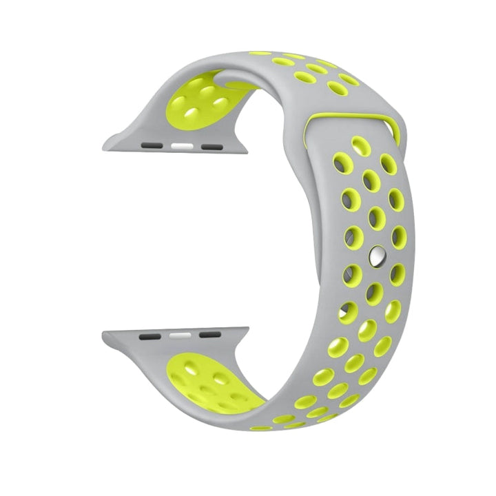Lisslune | For Apple Watch Ultra 49mm & Watch Ultra 2 49mm / Series 10 46mm / 9 & 8 & 7 45mm / SE 3 & SE 2 & 6 & SE & 5 & 4 44mm / 3 & 2 & 1 42mm Fashion Classic Silicone Sports Watch Band (Gray Yellow)