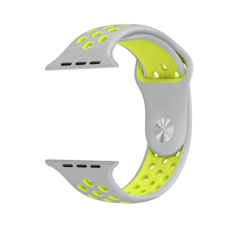 Lisslune | For Apple Watch Ultra 49mm & Watch Ultra 2 49mm / Series 10 46mm / 9 & 8 & 7 45mm / SE 3 & SE 2 & 6 & SE & 5 & 4 44mm / 3 & 2 & 1 42mm Fashion Classic Silicone Sports Watch Band (Gray Yellow)