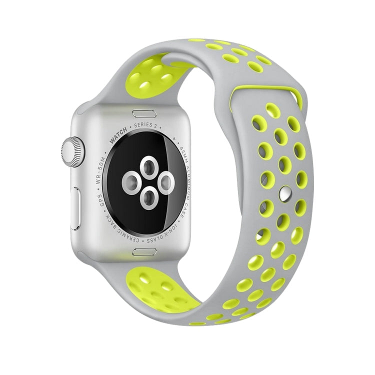 Lisslune | For Apple Watch Ultra 49mm & Watch Ultra 2 49mm / Series 10 46mm / 9 & 8 & 7 45mm / SE 3 & SE 2 & 6 & SE & 5 & 4 44mm / 3 & 2 & 1 42mm Fashion Classic Silicone Sports Watch Band (Gray Yellow)