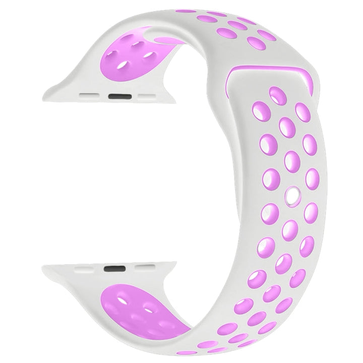 Lisslune | For Apple Watch Ultra 49mm & Watch Ultra 2 49mm / Series 10 46mm / 9 & 8 & 7 45mm / SE 3 & SE 2 & 6 & SE & 5 & 4 44mm / 3 & 2 & 1 42mm Fashion Classic Silicone Sport Watch Band (White Purple)