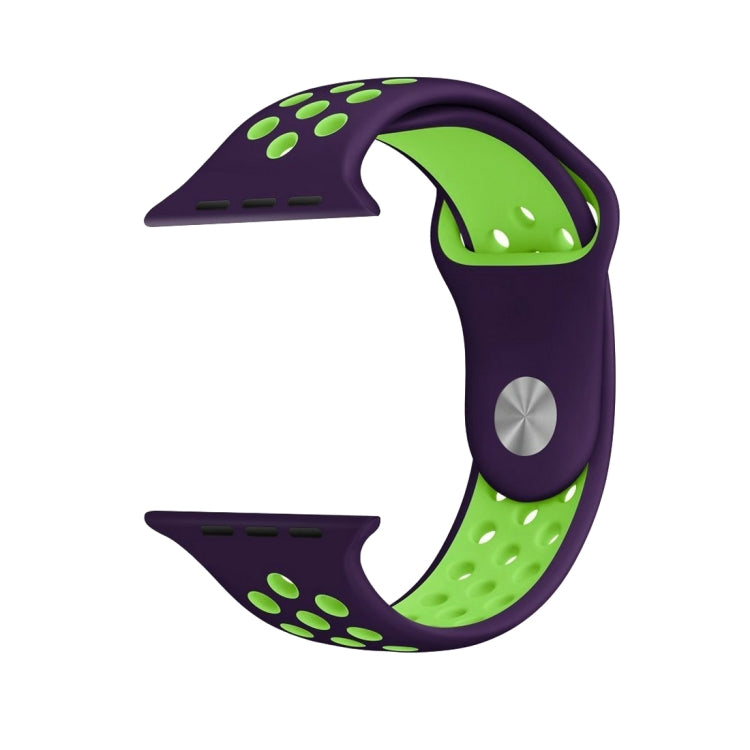Lisslune | For Apple Watch Ultra 49mm & Watch Ultra 2 49mm / Series 10 46mm / 9 & 8 & 7 45mm / SE 3 & SE 2 & 6 & SE & 5 & 4 44mm / 3 & 2 & 1 42mm Fashion Classic Silicone Sport Watch Band (Purple Green)