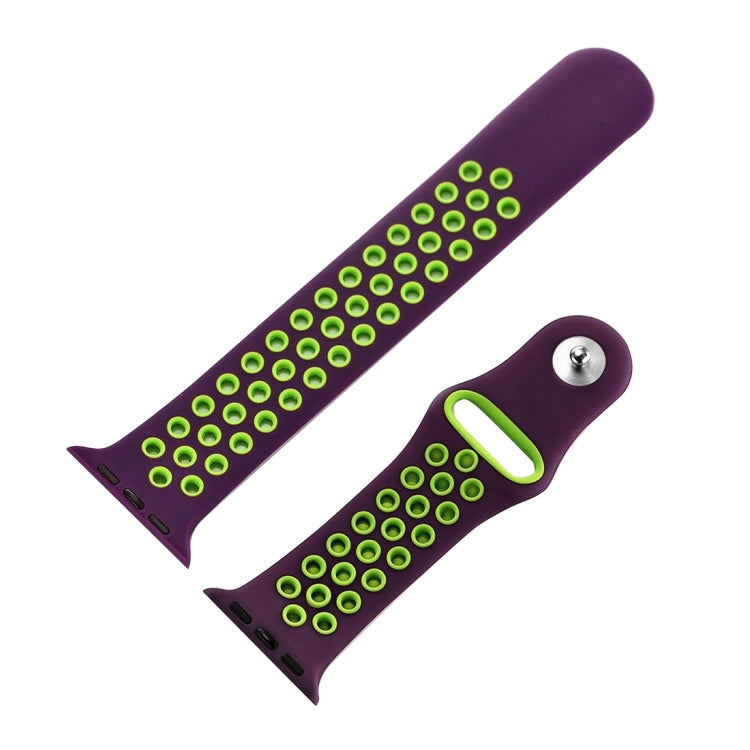 Lisslune | For Apple Watch Ultra 49mm & Watch Ultra 2 49mm / Series 10 46mm / 9 & 8 & 7 45mm / SE 3 & SE 2 & 6 & SE & 5 & 4 44mm / 3 & 2 & 1 42mm Fashion Classic Silicone Sport Watch Band (Purple Green)