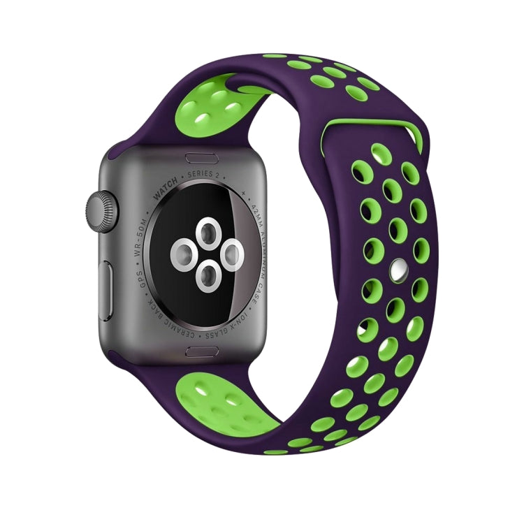 Lisslune | For Apple Watch Ultra 49mm & Watch Ultra 2 49mm / Series 10 46mm / 9 & 8 & 7 45mm / SE 3 & SE 2 & 6 & SE & 5 & 4 44mm / 3 & 2 & 1 42mm Fashion Classic Silicone Sport Watch Band (Purple Green)