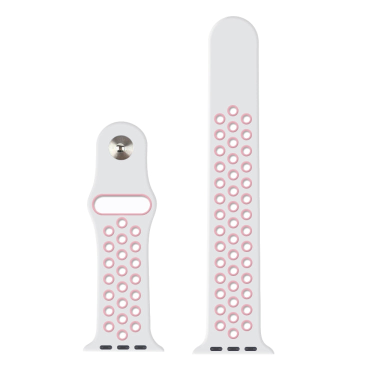 Lisslune | For Apple Watch Ultra 49mm & Watch Ultra 2 49mm / Series 10 46mm / 9 & 8 & 7 45mm / SE 3 & SE 2 & 6 & SE & 5 & 4 44mm / 3 & 2 & 1 42mm Fashionable Classic Silicone Sports Watch Band (White Pink)