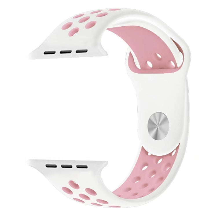 Lisslune | For Apple Watch Ultra 49mm & Watch Ultra 2 49mm / Series 10 46mm / 9 & 8 & 7 45mm / SE 3 & SE 2 & 6 & SE & 5 & 4 44mm / 3 & 2 & 1 42mm Fashionable Classic Silicone Sports Watch Band (White Pink)