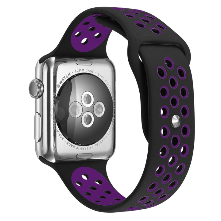 Lisslune | For Apple Watch Ultra 49mm & Watch Ultra 2 49mm / Series 10 46mm / 9 & 8 & 7 45mm / SE 3 & SE 2 & 6 & SE & 5 & 4 44mm / 3 & 2 & 1 42mm Fashion Classic Silicone Sport Band (Black Purple)