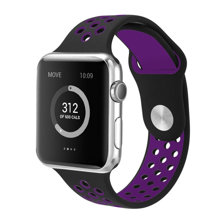 Lisslune | For Apple Watch Ultra 49mm & Watch Ultra 2 49mm / Series 10 46mm / 9 & 8 & 7 45mm / SE 3 & SE 2 & 6 & SE & 5 & 4 44mm / 3 & 2 & 1 42mm Fashion Classic Silicone Sport Band (Black Purple)