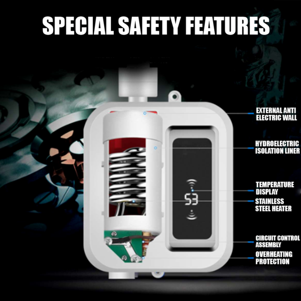 Lisslune | Portable Water Heater | Tankless Hot Water Heater Electric 3500W | Temperature Control Knob