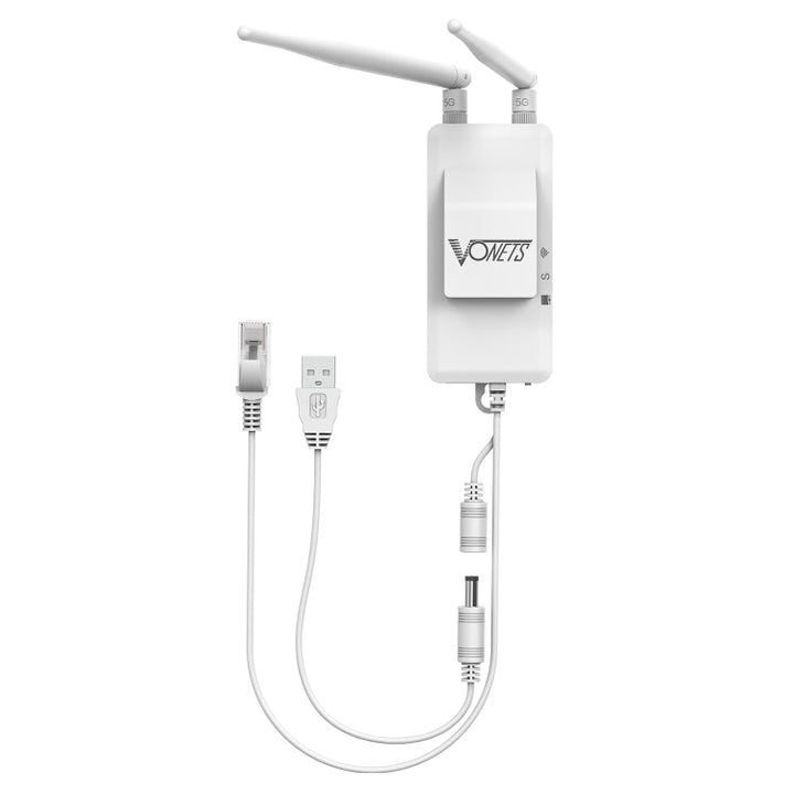 Lisslune | VONETS VAP11S-5G Mini Wireless Bridge 900Mbp WiFi Repeater with 2 Antennas & Fan (White)