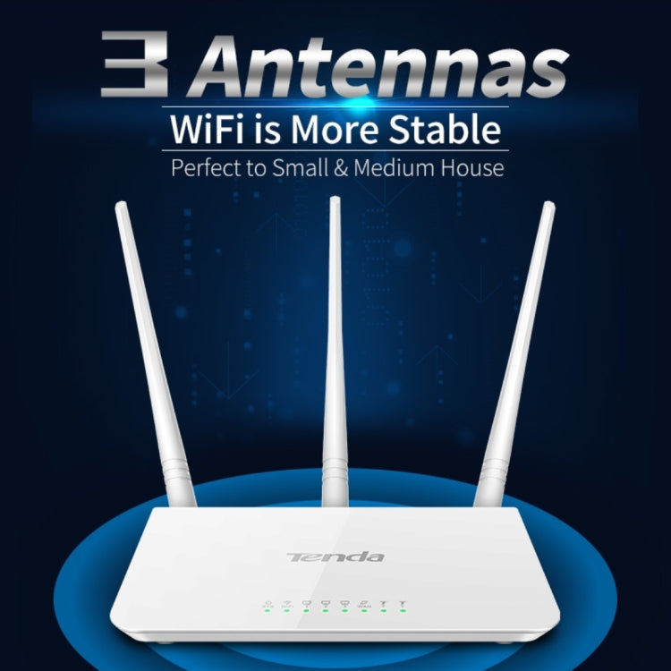 Lisslune | Tenda F3 Wireless 2.4GHz 300Mbps WiFi Router with 3*5dBi external antennas (White)