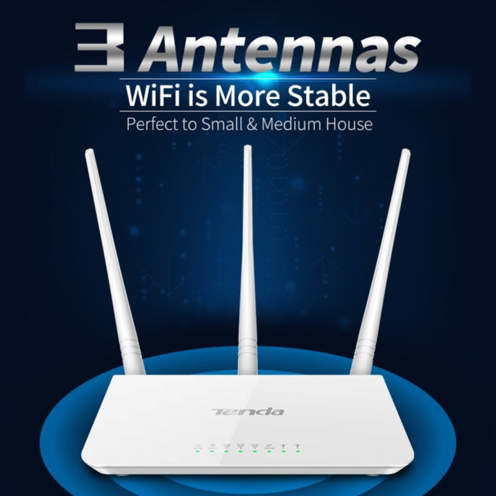 Lisslune | Tenda F3 Wireless 2.4GHz 300Mbps WiFi Router with 3*5dBi external antennas (White)