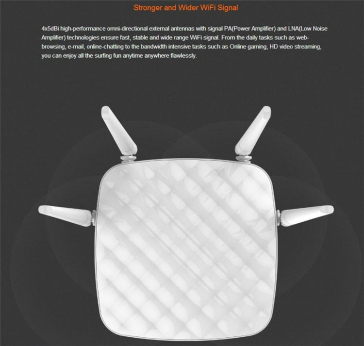 Lisslune | Tenda FH456 Wireless 2.4GHz 300Mbps WiFi Router with 4*5dBi external antennas (White)
