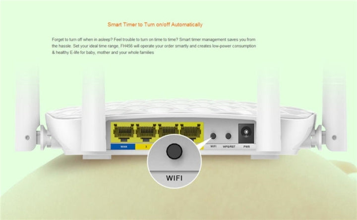 Lisslune | Tenda FH456 Wireless 2.4GHz 300Mbps WiFi Router with 4*5dBi external antennas (White)