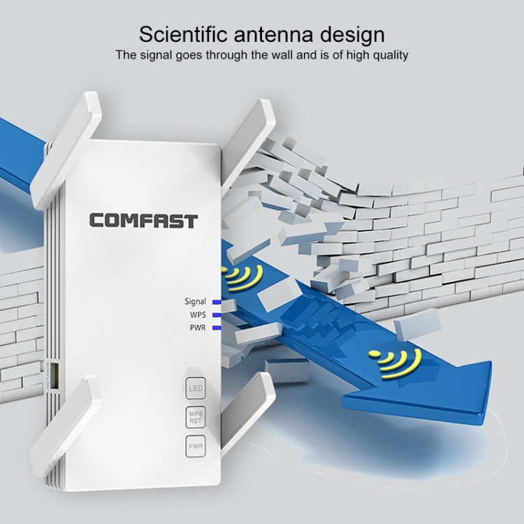 Lisslune | COMFAST CF-AC2100 2100Mbps Wireless WIFI Signal Amplifier Repeater Booster Network Router with 4 Antennas, UK Plug