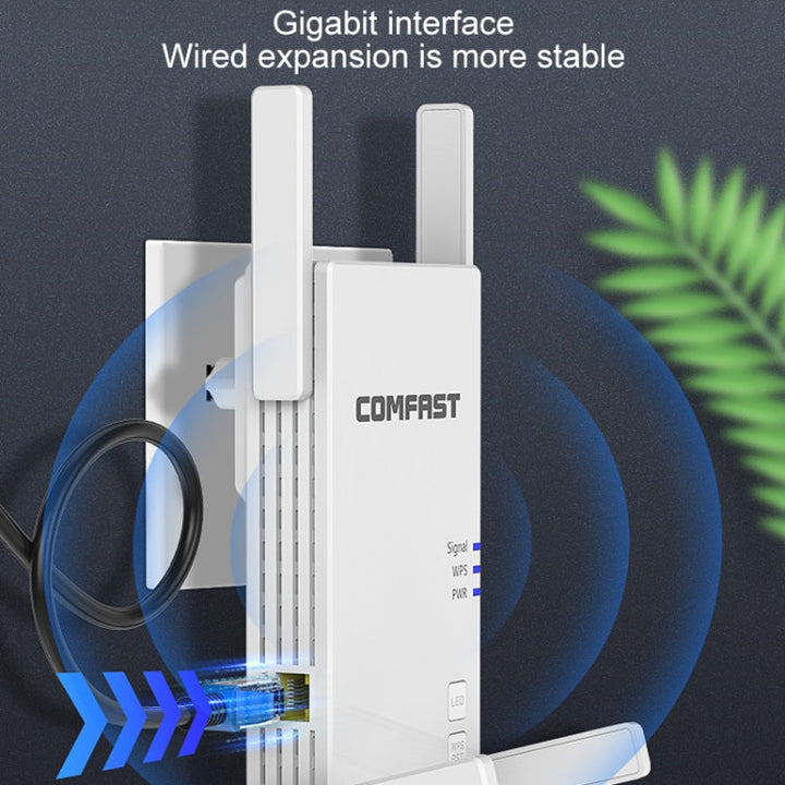 Lisslune | COMFAST CF-AC2100 2100Mbps Wireless WIFI Signal Amplifier Repeater Booster Network Router with 4 Antennas, UK Plug