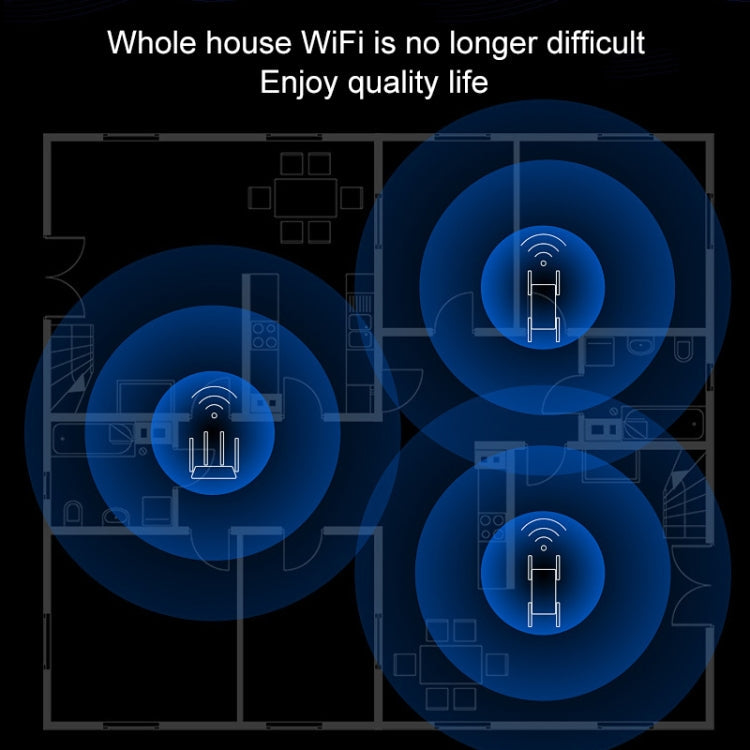 Lisslune | COMFAST CF-AC2100 2100Mbps Wireless WIFI Signal Amplifier Repeater Booster Network Router with 4 Antennas, EU Plug