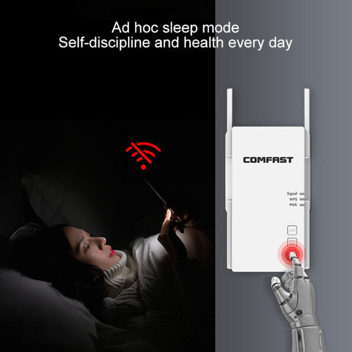 Lisslune | COMFAST CF-AC2100 2100Mbps Wireless WIFI Signal Amplifier Repeater Booster Network Router with 4 Antennas, UK Plug