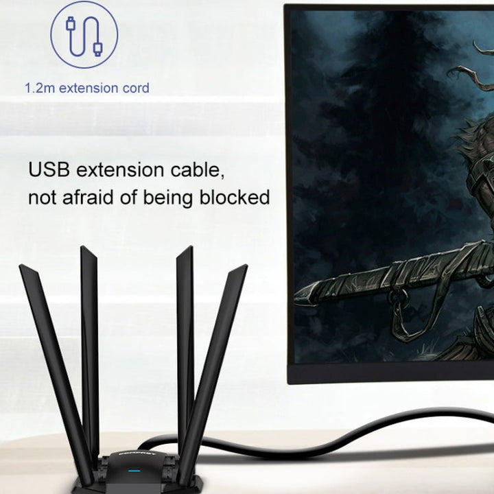 Lisslune | COMFAST CF-WU785AC 1300Mbps Dual-Band Wifi USB Network Adapter with 4 Antennas