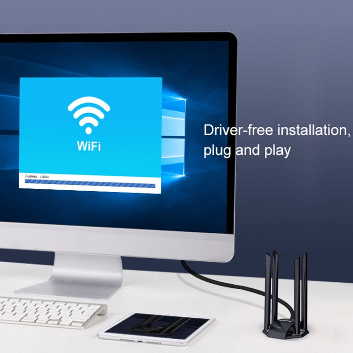 Lisslune | COMFAST CF-WU785AC 1300Mbps Dual-Band Wifi USB Network Adapter with 4 Antennas