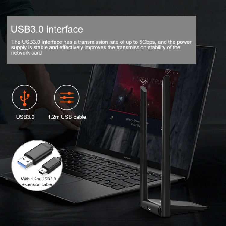 Lisslune | COMFAST CF-WU782ACV2 1300Mbps Dual-Band Wifi USB Network Adapter with 2 Antennas