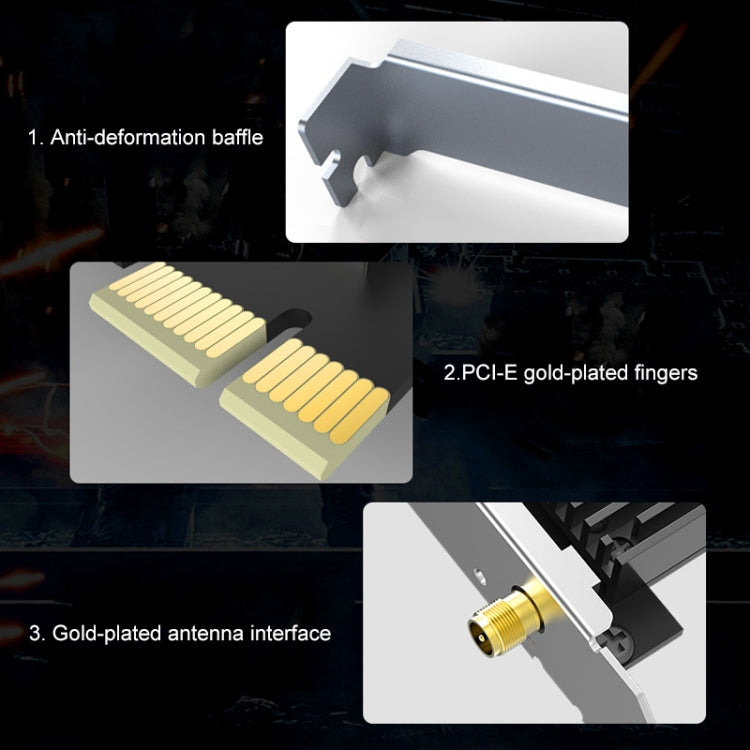 Lisslune | COMFAST CF-AX200 PRO 3000Mbps Bluetooth PCI-E Wifi network card adapter with 2 antennas