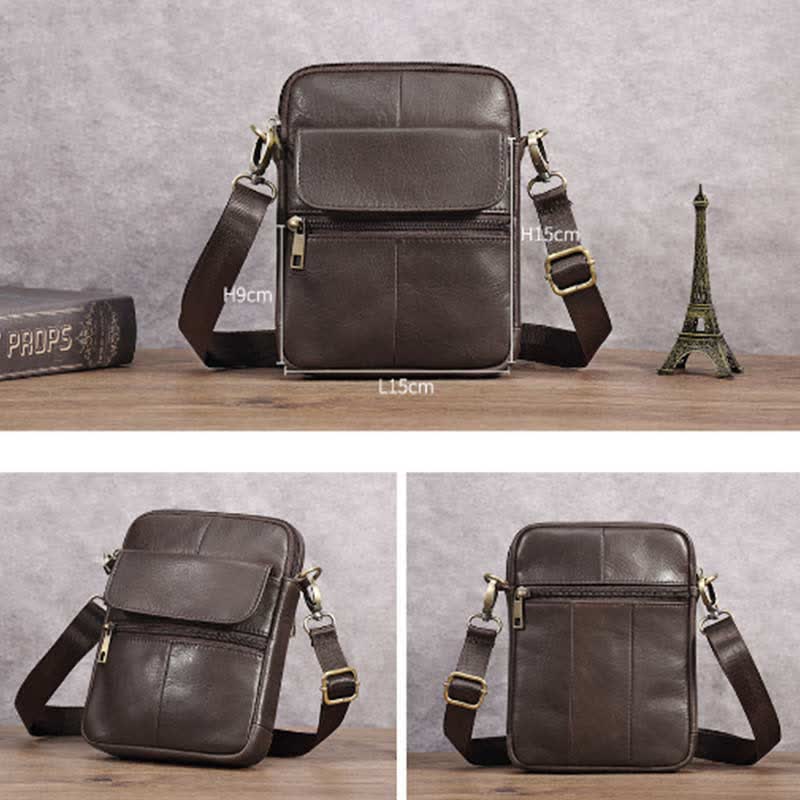 Lisslune | Men’s Small Genuine Leather Shoulder Bag – Compact Crossbody with Adjustable Strap