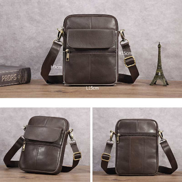Lisslune | Men’s Small Genuine Leather Shoulder Bag – Compact Crossbody with Adjustable Strap