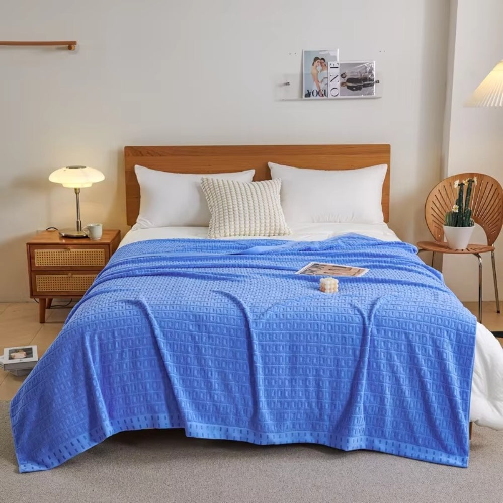 Lisslune | Waffle Cotton Summer Bedspread Throw Blanket