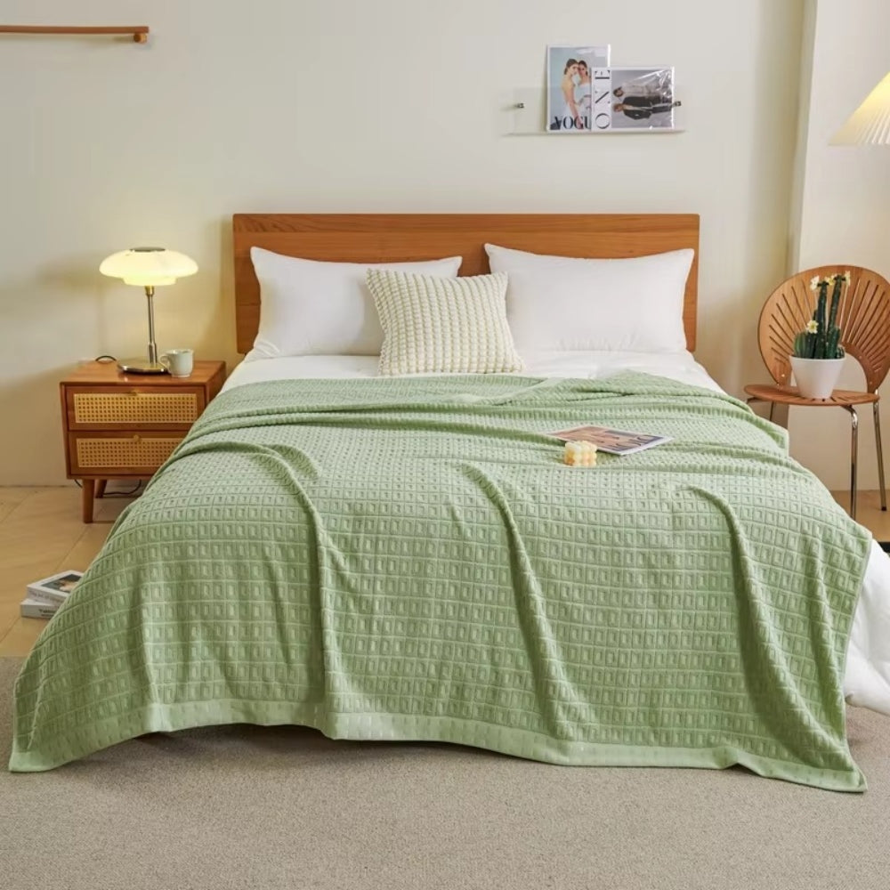 Lisslune | Waffle Cotton Summer Bedspread Throw Blanket