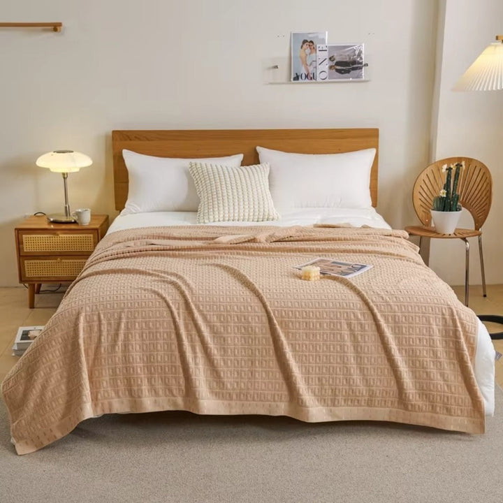 Lisslune | Waffle Cotton Summer Bedspread Throw Blanket