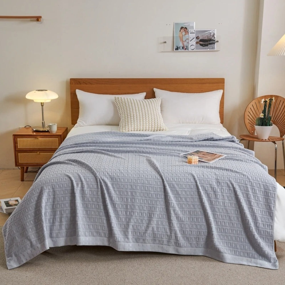 Lisslune | Waffle Cotton Summer Bedspread Throw Blanket