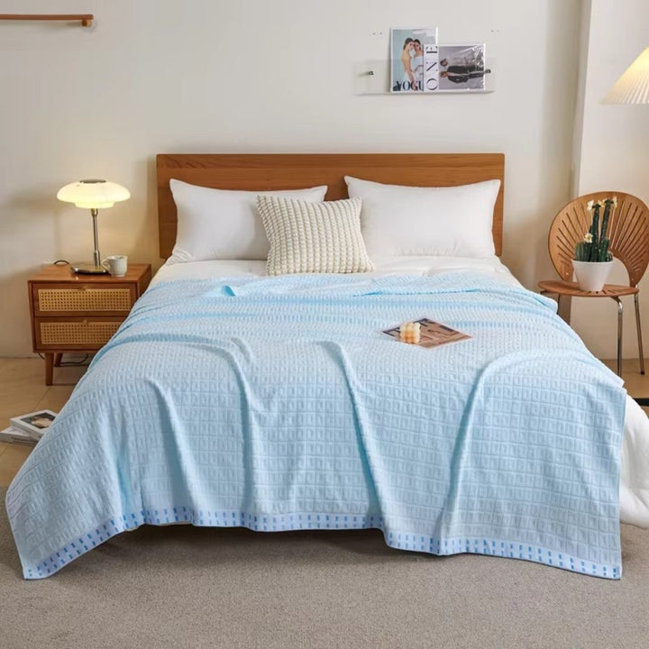 Lisslune | Waffle Cotton Summer Bedspread Throw Blanket