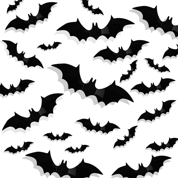 Lisslune | 3D Bat Wall Decals – Halloween Decoration Set for Walls & Parties